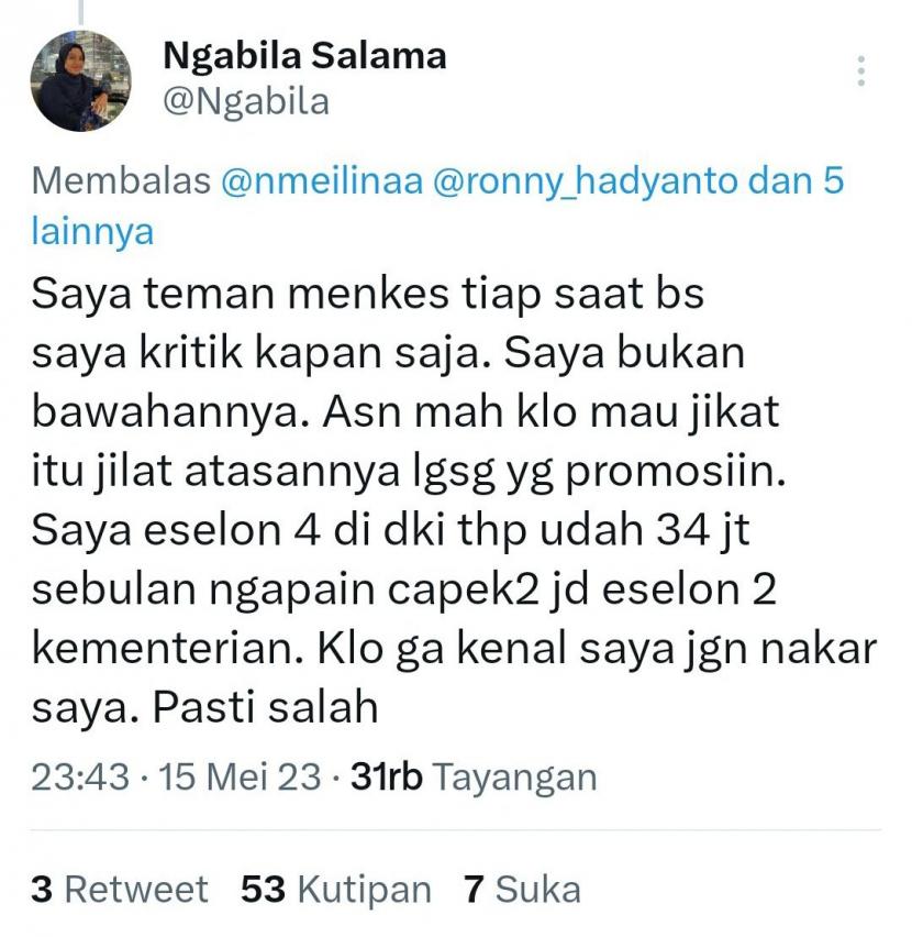 Viral Pejabat Dinkes DKI Pamer Gaji Rp 34 Juta, tapi LHKPN di KPK Rp 73 Juta