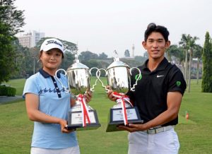 Atlet Indonesia Gabriel Hansel Hari dan Elaine Widjaja Juara Amateur Golf Championship